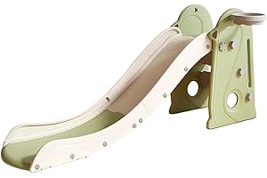 CHIIRAKU Kinder Rutsche & Kletterset mit Basketballkorb – Faltbar, rutschfeste Stufen, 175 cm, bis 60 kg Tragfähigkeit