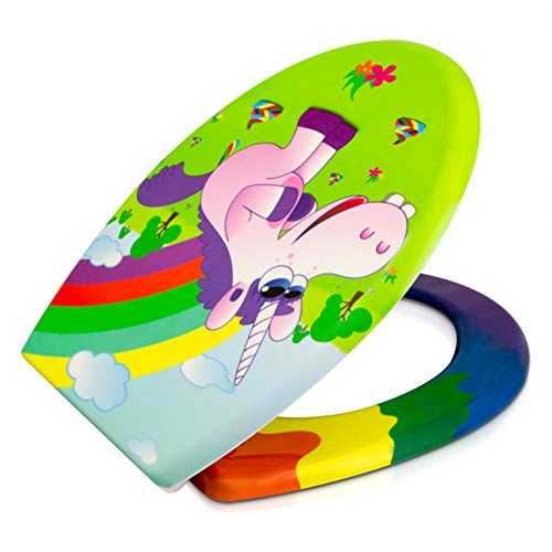 Premium WC Sitz mit Absenkautomatik – „Drunky Unicorn“ Design – Toilettendeckel aus Duroplast inkl. Montagesatz – VENKON - 5