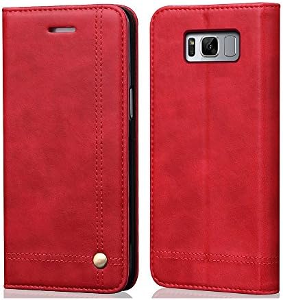 Samsung Galaxy S8 Case Teloo Premium PU Retro Leather Case Wallet Card Slots Foldable Stand Magnetic Closure Flip Cover For Samsung Galaxy S8 (Red)