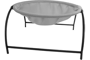 Buyter Lit pour Animaux Hamac pour Chat sur Pied, surélevé et surélevable Lit pour Chien Structure Stable Détachable Excellente respirabilité Assemblage Facile (Gris, Été)