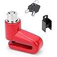 JNNJ Steel Motorcycle Chain Anti Theft Device and 110dB Alarmed Motorbike Brake Disc, High Security Disc Protect for Motorcycle Bike Moped Motocross, Motor Disc Brake Protection Device(Red)