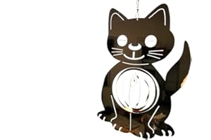 BWA Hanging Stainless Steel Garden Wind Spinner Sun Catcher Crystal - Large Cat