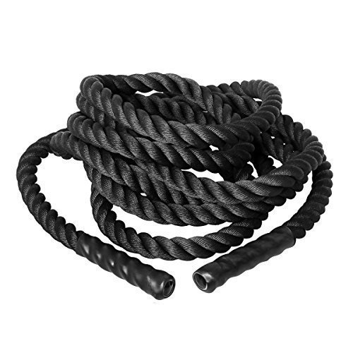 Battle Rope Schwungseil für Sprung- Kletter- CrossFit-Training, Kraftausdauer und Tauziehen Trainingsseil Sportseil Schlagseil Fitness Seil Schlangenseil Bootcamp 9m, 12m & 15m / 3,8cm 5cm