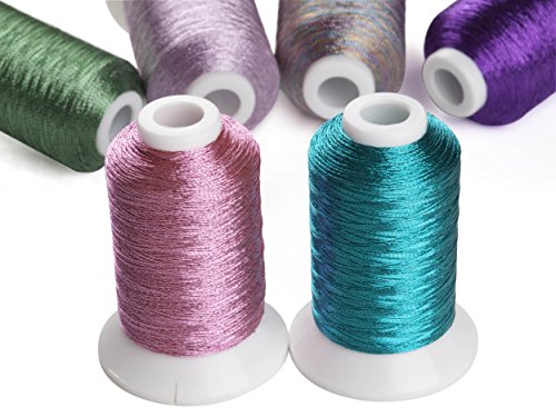 Simthreads 32 Fahne Mehrfarbig Metallic-Stickgarn – 500 Meter, für Brother / Babylock / Janome / Kenmore / Singer Stickereimaschine - 3