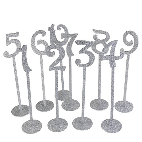 ROSENICE Holz Tabelle Karte Halter 1-10 Für Hochzeit mit Silber Glitter 1-20, 20pcs