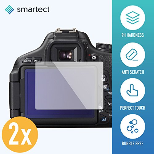 2x Pellicola in Vetro Temperato per Canon EOS 600D di smartect® | Tempered Glass Screen Protector Ultra-Sottil