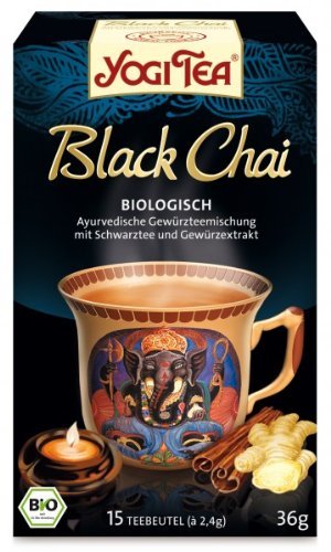 Yogi Tee, Black Chai Ayurvedische Teemischung, Biotee, eine Hommage an die Tradition des Chai, 17 Teebeutel, ca 37,4g