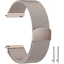 Elite Stainless Steel Loop Strap Wrist Band For Smart Watch Samsung Galaxy  Watch 46mm / Huawei GT2 / Gear S3 Frontier and Classic/Honor Magic 2 /  Fossil - 22mm - Rose Gold: