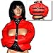 Produktbild Zwangsjacke brustfrei, robuste Bondage BDSM Fesseljacke Straitjacket, Bolero Zwangs-Jacke in Leder-Optik, rot #8004