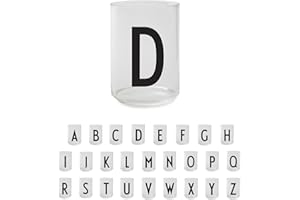 Design Letters Bicchieri Acqua Vetro con Iniziale (A-Z) | Idee Regalo Uomo & Regalo Donna | Vetro Borosilicato Progettato in Danimarca | Perfetto per Decorazioni da Tavola | Lettera Bicchieri | 350 Ml