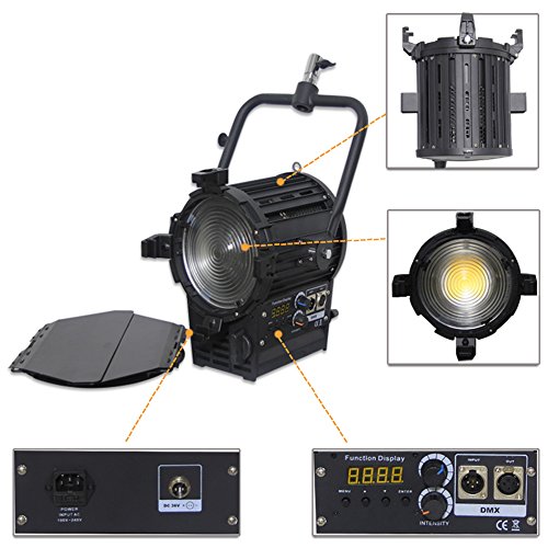 Bi-color DMX Dimming Pro 20W/50W/80W/100W/200W LED Spotlight+Barndoor+Filter For Film Camera Video Photography Continuous Light (LED-200W)