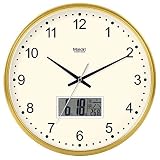 Wanduhr Nicht-Ticking Anzahl Quarz Wanduhr Wohnzimmer Dekorative Innen Uhr Schlafzimmer Uhr Küchenuhr In Tabelle Quarz Uhr Calendar10 In Gold 750 ( Farbe : Liquid Crystal Gold - 750 , Größe : 14 In. )