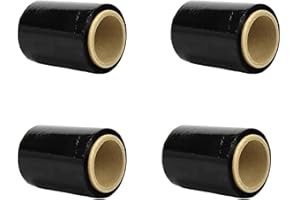 St@llion 100mm x 150 meters Black Mini Pallet Stretch Wrapping Roll Shrink Wrap Parcel Packing Cling Film for Moving Secure Packaging and Shipping (Pack of 4)