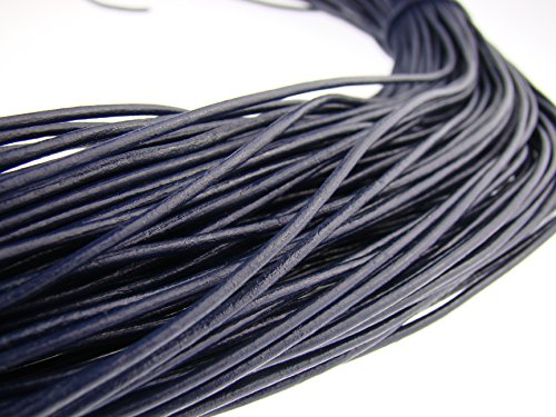 Lederband, Lederschnur, Lederriemen 10 m. Rund 2,0 mm. Navy