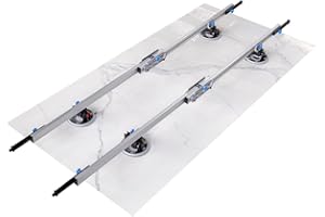 RAIZIDOM Raizi CarriX Verstellbare Schienen 1340-2400mm Teleskop Großformat Fliesenheber Trägersystem mit 4x 200mm weißen Silikon Vakuum Saugkissen
