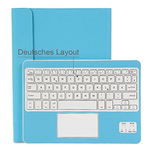 Bluethooth Tastatur, QWERTZ Deutsche Tastatur mit Touchpad, CoastaCloud Deutsch Bluetooth Tastatur Hülle mit Touchpad universal Für alle Windows / Android OS Tablet PC / Galaxy Tabs und Mobil mit 9-10.6 Zoll (Geeignete Tablettengröße : Min 15x24cm Max18x26cm)Blau - 2