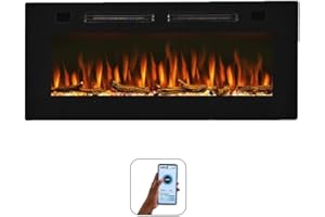 Mystflame Crystal 42 - Caminetto Elettrico da Parete con Wi-Fi, 107 cm, Ultra Sottile 8 cm, 12 Colori Fiamma, Termostato 750/1500W, Comoda Termostufa, Touch Screen e Timer