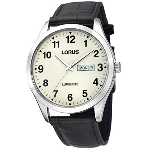 Preisvergleich Produktbild Lorus Lumibrite Dial Leather Strap - Herrenuhr - schwarz RJ647AX9