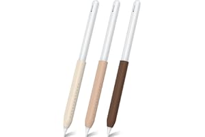 NIUTRENDZ Pack de 3 Poignées en Silicone pour Apple Pencil 2e génération & USB-C et Apple Pencil Pro Poignée Design Ergonomique Gaine de Protection (Beige + Kaki + Marron)