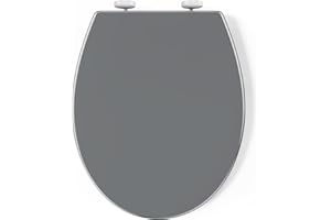 Pipishell Abattant WC, Lunette WC fermeture en Douceur, Dégagement Rapide à Un Bouton et Charnière Réglable, Cuvette Toilette en Forme de O (Gris)