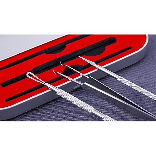 BEZOX 3Stk. Mitesserentferner Werkzeug Komedonenquetscher Set aus Edelstahl Gesundheit Behandlung für Pickel Whiteheads Akne Extraktoren - 6