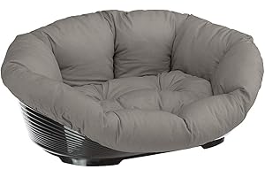Ferplast Cuccia Cane e Gatto con Cuscino SOFA' 4 in Cotone Lavabile, Lettino per Cani GattiCesta in Plastica, Fondo Forato e Poggiamento, Antiscivolo, 64 x 48 x h 25 cm, Tortora