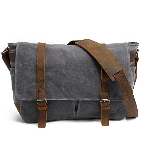 Neuleben Vintage Wasserdicht Kameratasche Aktentasche herausnehmbar Kamerafach Canvas Leder Umh  ngetasche Fototasche f  r DSLR Objektiv Laptopfach Up