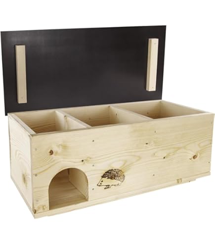 Holzdeko-Ma Egelhuis egelhotel egelhut voederhuis voor egels egelvoederhuis natuur 2X weerbestendig geïmpregneerd zonder bodem met rattenklep (incl