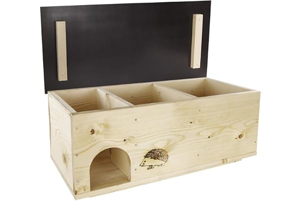 Holzdeko-Ma Igelhaus Igelhotel Igelhütte Mangeoire pour hérissons Abri pour hérissons Nature 2X imperméabilisé (IN)