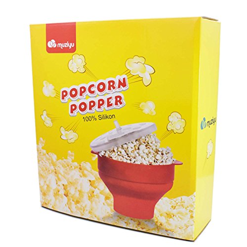 MUZIYU Mikrowellen Popcorn Popper, Silikon Popcorn Schüssel mit Deckel, faltbare Silikon Schüssel – Leicht zu handhaben - 2