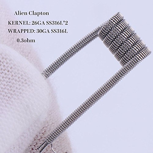 RUIYITECH - Lot de 100 bobines Clapton Fused, Hive, Alien Mix, Quad, Tiger, torsadés, fils de résistance pré-enroulés pour RDA Alien 0.3ohm