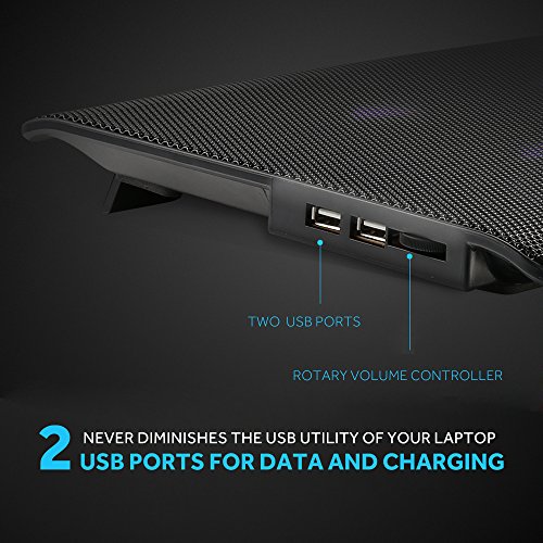 [Neue Version] AVANTEK 16 Zoll Laptop Kühler Notebook Cooler Ständer Kühlpad Kühlmatte mit 6 Ventilatoren, 2 USB-Anschlüssen, blaue LED Licht, verstellbare Ventilatorgeschwindigkeit - 3