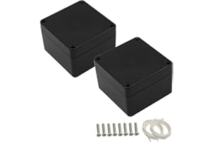 LeMotech Scatola per progetto in ABS, scatola di distribuzione in plastica, IP65, impermeabile, scatole elettriche universali, alloggiamento esterno nero, dimensioni 83x81x56mm (confezione da 2)