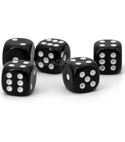 Set De 5 Dados XL De 20 Mm Con Puntos Blancos/Negros – Fabricados En Alemania Por WeLoveBeads – Ideales Para Juegos De Mesa
