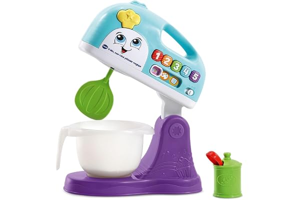 VTech - V-Mix, Mon Robot Pâtissier Magique, Mixeur Blender Cuisine Enfant, Dinette Interactive, 18 Pièces et Accessoires de Jeu, Cadeau Enfant Fille et Garçon de 2 Ans à 6 Ans - Contenu en Français