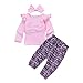 Produktbild Ausgefallene Babyausstattung Hirolan Baby Mädchen Tops Hemd Blumen Hose Bogen Neugeboren Kleinkind 3 Stück Outfits Party Prinzessin Kleider Set (70cm, Rosa)