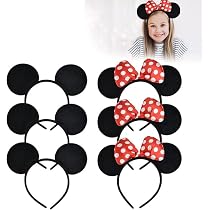 Cerchietto Con Orecchie Di Topo E Paillettes – Morbido Fiocco Fatto A Mano Per Cosplay E Feste – Rosso - 4