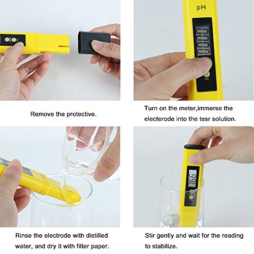 Zilong Digital pH Meter Messgerät, ph wert tester Messer Für Wasser, Aquarium, Pools, Schwimmbad, Labor, mit 0,00-14,00 pH Messbereich - 6