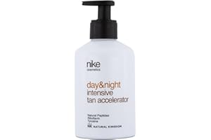 NIKECOSMETICS - Potenciador del Bronceado Corporal Tan Accelerator Monoi Vibes Day&Night 250 ml, con Manteca de Karité, Hidratante, Aporta Elasticidad y Suavidad, Ligera, Fórmula Vegana