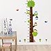 Qianxing removable cycle-usable cartoon wall sticker for kid's bedroom animal Height Chart in Nursery Children Room colourful Wall Decal for house home mural Décor height meter wallpaper(monkey owl and green tree)(81*144)