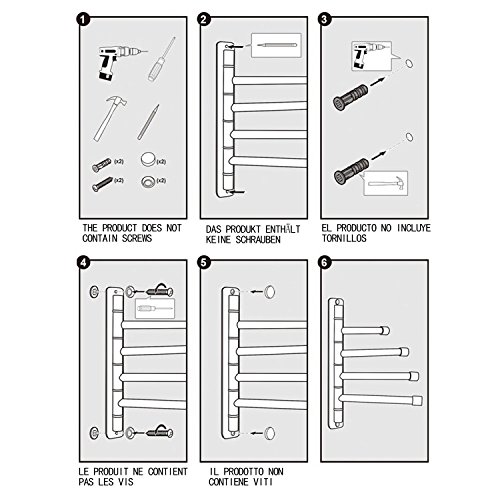 qobobo® 180°Drehung Edelstahl Handtuchhalter Handtuchhaken Bad Handtuchhalter mit 4 Armen einfach und stilvoll - 9