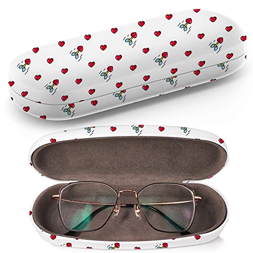 Preisvergleich Produktbild Hardcase Brillenetui Sonnenbrillenetui Brillenbox Kunststof Clamshell-Art-Brillen-Fall mit Brille-Reinigungstuch (Hearts Arrows)