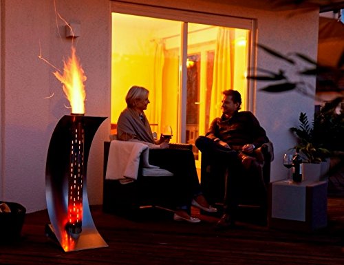 Edle Design-Feuerstelle für Garten und Terrsasse – Moderne Feuersäule aus hochwertigem Edelstahl, Feuersegel 42 x 34 x 96 cm - 5