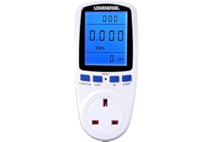 LOWENERGIE UK Plug-in Power Meter Energy Monitor AC 240V 13A Max with backlit LCD Display for Power Consumption Cost Meter Watt Voltage Amp Calculator Analyzer (2 PACK)