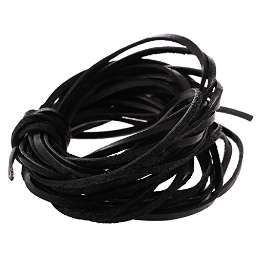 MagiDeal 5 Meter 3mm Flache Lederschnur Für Armband Perlen Schmuck Machen DIY – Schwarz, 5 Meter 3mm - 6