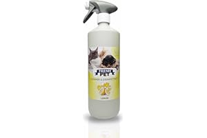 Trade Chemicals Pet Disinfectant 1L Spray 100% Recycled Bottle, Deodoriser, Cleaner, Kennels, Artificial Grass, Fresh Pet (Lemon)
