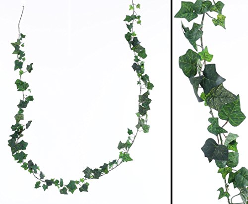 Günstige Efeu Grilande Hedera helix mit grünen textilen Blättern in unterschiedlichen Größen und einer Gesamtlänge von ca. 180cm - Kunstblume Rankpflanze Efeu Girlande Dekoration Kunstpflanze Restaurant Dekoration