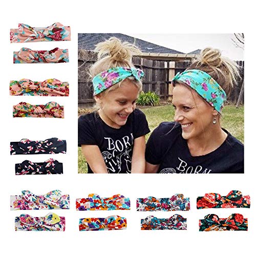 MEIYA 2 Piezas Padres e Hijos Pelo Aros Arco de la Venda de Hairbands recién Nacido Principal Suave WrapsTurban Nudo for los niños pequeños apoyos niñas Partido de la Foto (Color : F)