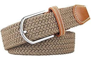 electromax Men Belts, Elastic Braided Stretch Belt with Covered Leather Buckle, for Men's Jeans, Trouser Belts