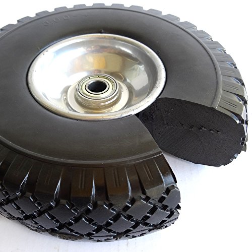 2 Stück PU-Räder 260 mm für Achse 16 mm Schwarzes mit Stahl Kugelager Sackkarrenrad Bollerwagen-rad Vollgummi-Sackkarrenräder 100% pannensicher - 4